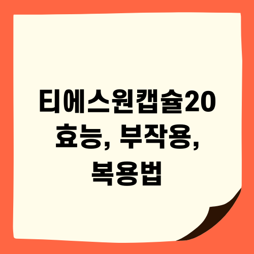 티에스원캡슐20 효능과 부작용 복용법 알아보기