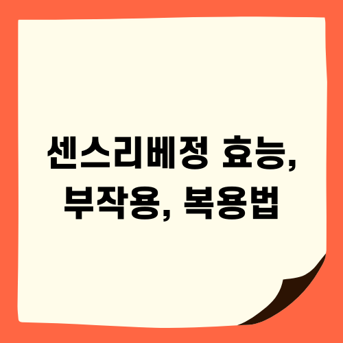 센스리베정 효능 부작용 복용법 완벽 가이드