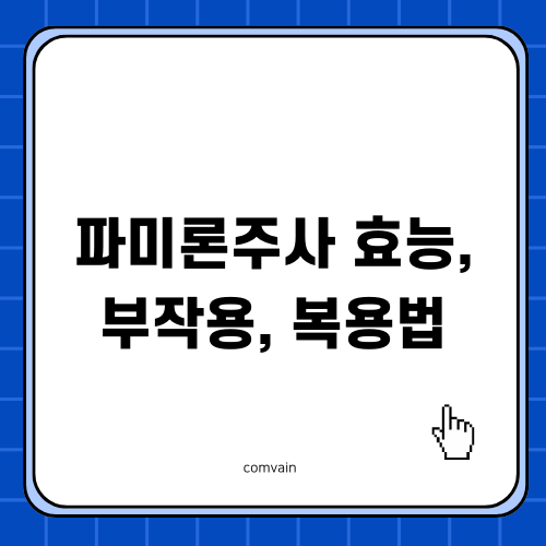 파미론주사 효능 부작용 복용법 완벽 가이드
