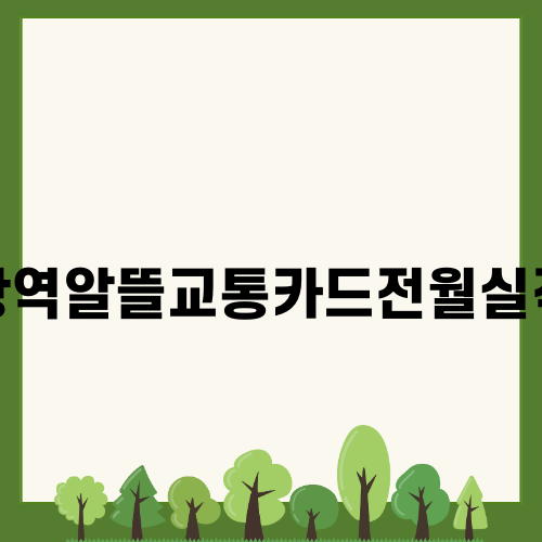 광역알뜰교통카드전월실적 이해하기