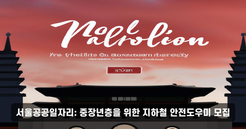 서울공공일자리: 중장년층을 위한 지하철 안전도우미 모집